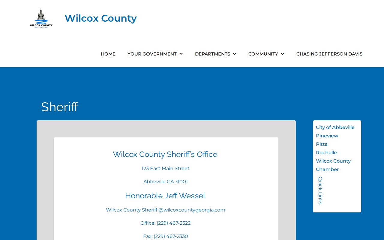 Wilcox County Jail sheriff release records page